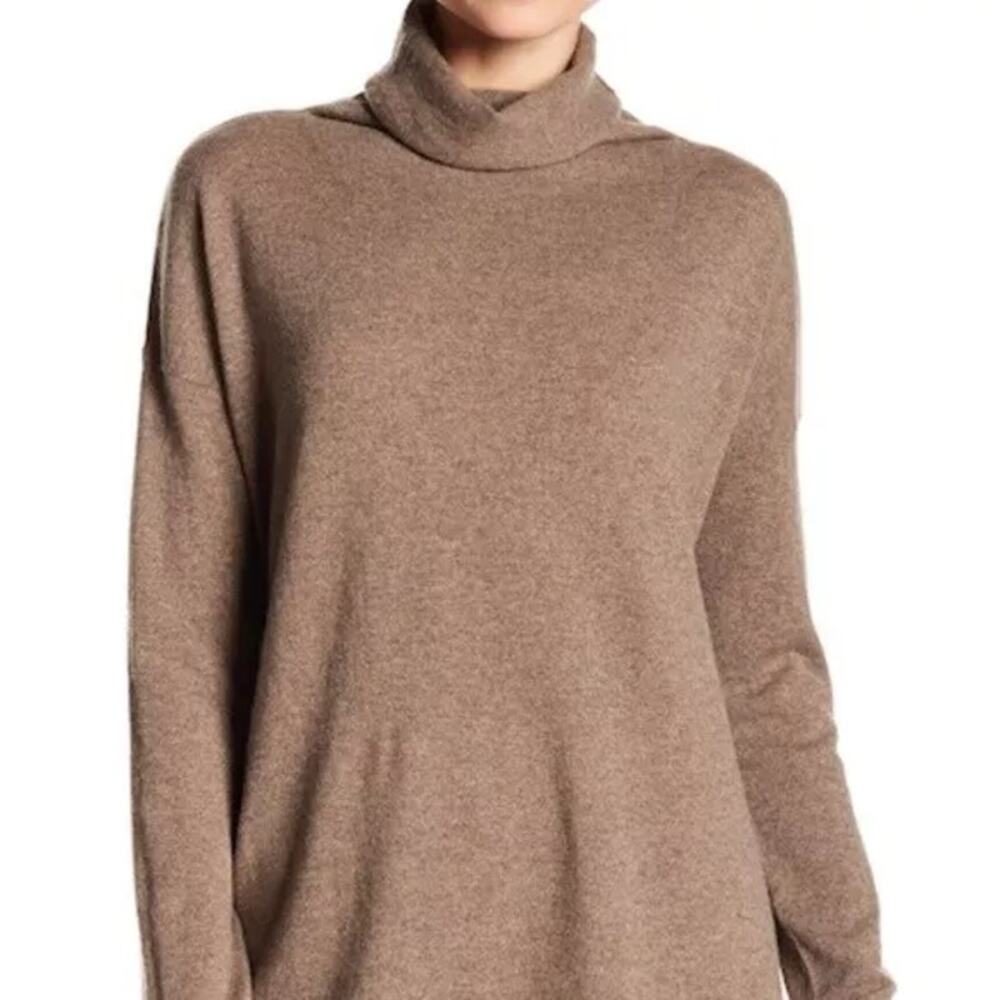 Vince Cashmere Turtleneck Sweater Pullover Oversized Knit Toast Brown Small